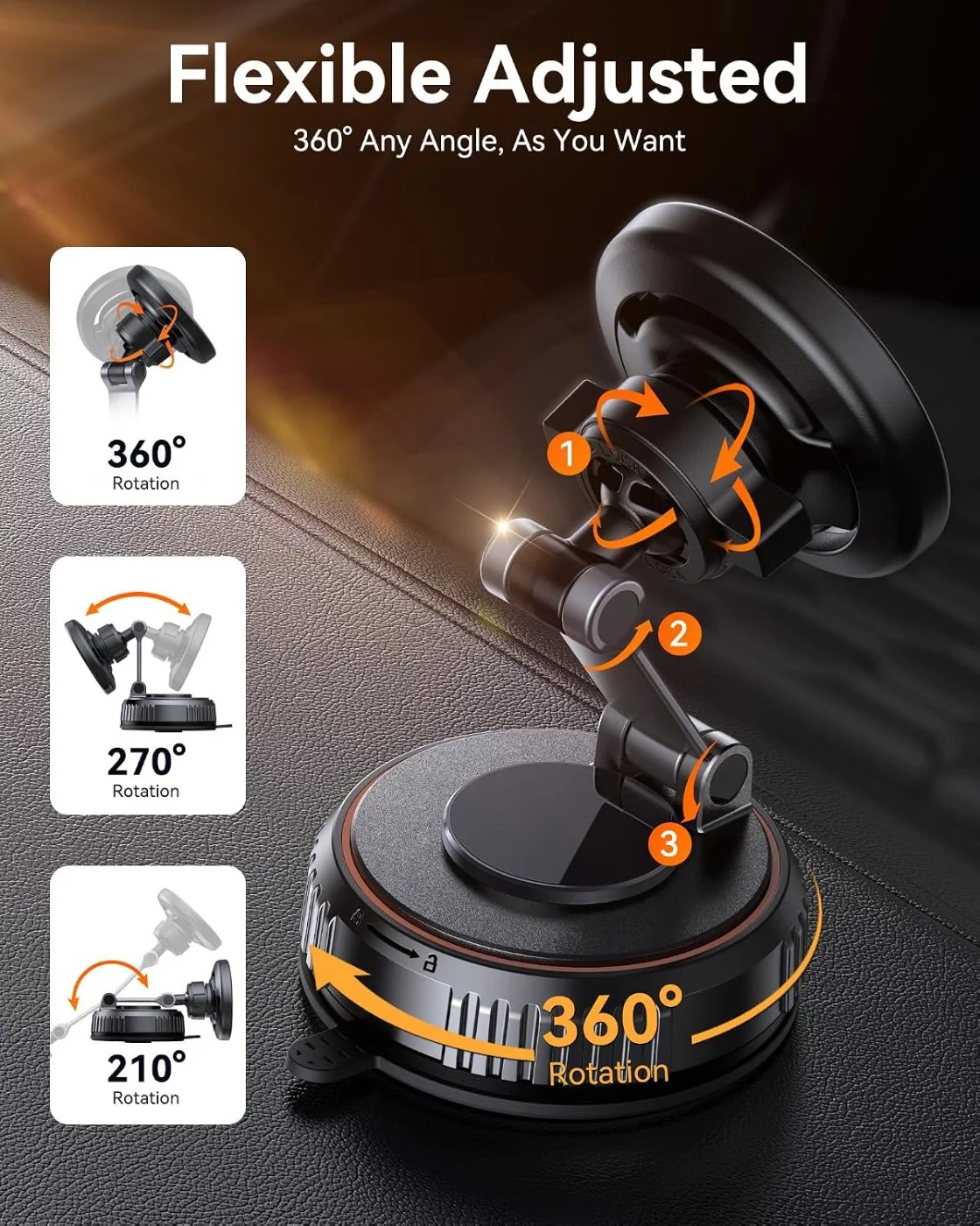 Adhesive gel base of the mount on a flat dash surface